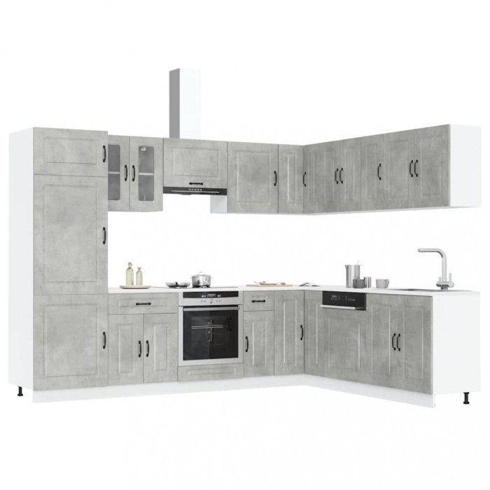 vidaXL Set dulapuri de bucătărie 14 piese &bdquo;Kalmar&rdquo; gri beton Lemn 3314975