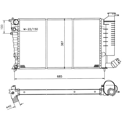 Radiator racire Citroen Zx, 01.1994-1997 (Motorizare 1, 4 55kw / 2, 0 89kw), Peugeot 306, 11.1995-1997 (Motorizare 2, 0 89kw) Benzina, tip climatizar foto