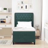 Cumpara ieftin Pat cu arcuri cu saltea Verde inchis 190 x 90 cm Catifea