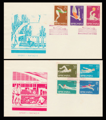 1963 Romania - 2 FDC Sport - Natatie, LP 561 foto