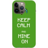 Husa compatibila cu Apple iPhone 14 Pro Max model Keep Calm and Mine on, Silicon, TPU, Viceversa, Transparent, Carcasa