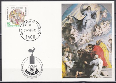 ONU Viena 1984 - Congresul Internațional al Populației, Carte maxima foto