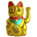 Cumpara ieftin Pisica norocoasa aurie Feng Shui, simbol de noroc si prosperitate, 16 cm