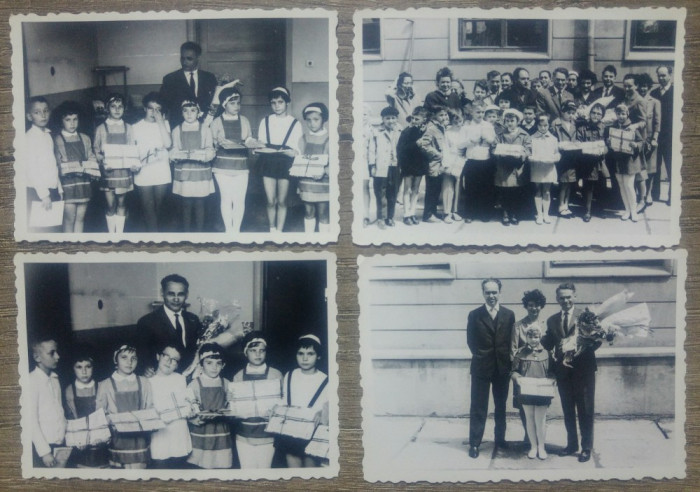 Lot 4 fotografii cu premianti din perioada comunista