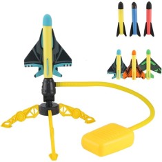 Jucarie pentru Copii, Cyrax, Lansator de Rachete cu Piciorul, Un Lansator, 3 Rachete Fara Lumini, 3 Aircrafts, 42x36 cm, Multicolor
