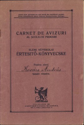 HST A2115 Carnet de avizuri al școlilor primare 1932 tipărit la Cluj foto