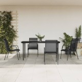 VidaXL Set mobilier de grădină, 5 piese, negru, oțel și textilenă