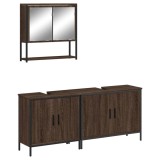 Cumpara ieftin Set mobilier de baie, 3 piese, stejar maro, lemn prelucrat