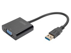 Adaptor USB A la VGA DIGITUS 0,15m USB 3.2 negru Full HD 1080p