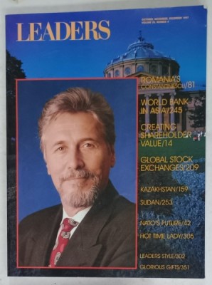 LEADERS , REVISTA IN LIMBA ENGLEZA , ECONOMIE , POLITICA , TEXT IN LIMBA ENGLEZA , CONTINE ARTICOL DESPRE EMIL CONSTANTINESCU , NUMBER 4 , 1997 foto