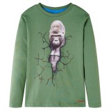 Tricou de copii cu m&acirc;neci lungi, kaki deschis, 116, vidaXL