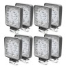 8x Proiector LED Auto Offroad 27W, 1980 Lumeni, 12-24V, Patrat, Spot Beam, 30000h, IP68