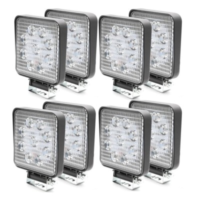 8 x Proiectoare LED Auto Offroad 27W12V-24V, 1980 Lumeni, Patrat foto