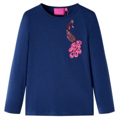 Tricou pentru copii cu m&acirc;neci lungi, bleumarin, 128