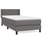 Cumpara ieftin Pat box spring cu saltea, gri, 100x200 cm, piele ecologica