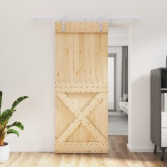 Ușă glisantă cu set de feronerie 85x210 cm, lemn masiv de pin foto