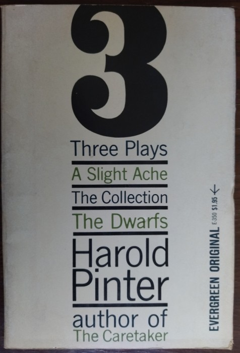 HAROLD PINTER: 3 PLAYS (A SLIGHT ACHE/THE COLLECTION/THE DWARFS) 1963/LB ENGLEZA