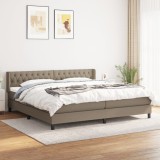Cumpara ieftin Pat box spring cu saltea, gri taupe, 200x200 cm, textil