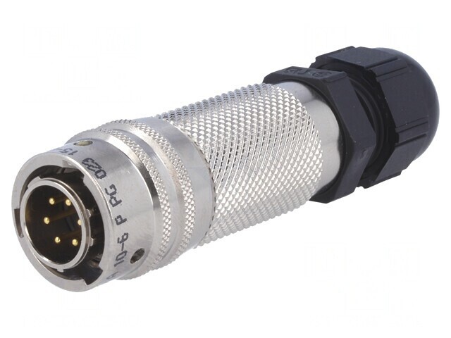 Conector circular pe cablu 6 pini 7,5A aurit