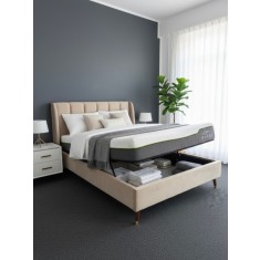 Pat Belmonde 180x200 Lada de Depozitare Tapitat Catifea Bej (cod:2304)