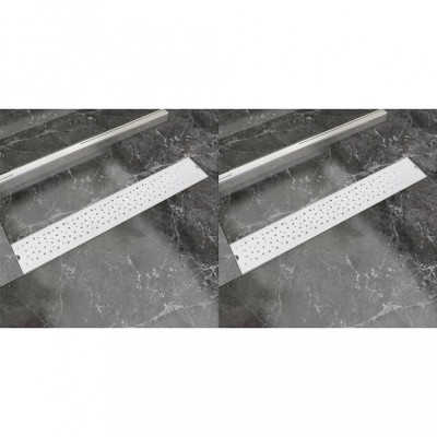 vidaXL Rigolă duș liniară, 2 buc., 730x140 mm, oțel inoxidabil, bule foto