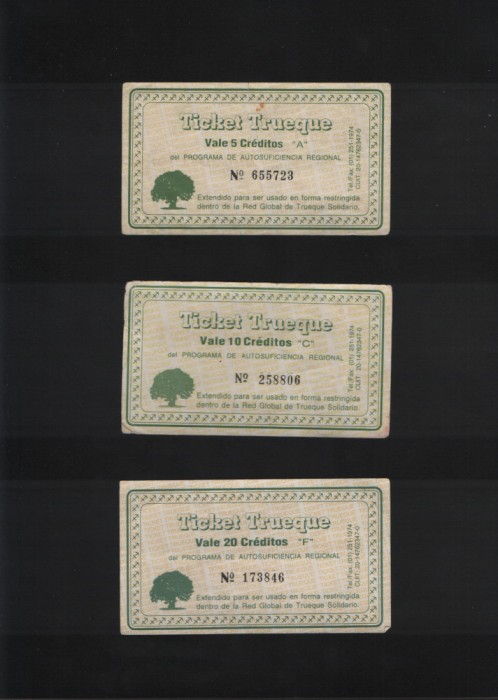 Rar! Set Argentina tichete de troc 5 + 10 + 20 creditos