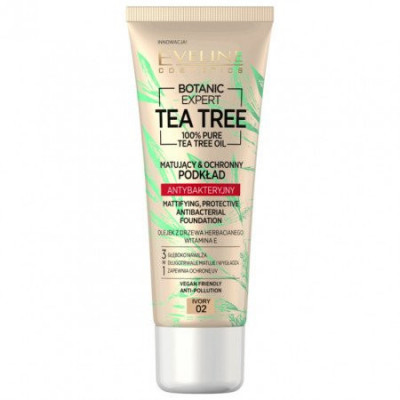 Fond de ten, Eveline Cosmetics, Botanic Expert, 100% Pure Tea Tree Oil, 02 Ivory, 30 ml foto