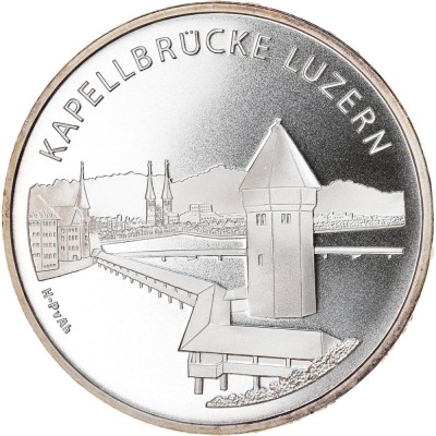 Elvetia 20 Francs 2005 - (Chapel Bridge Lucerne) Argint 20 g/835, KM-122 UNC !!! foto