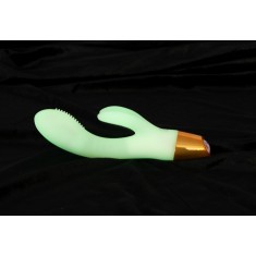 Vibrator Iepuras Glow in The Dark, 10 Moduri Vibratii, Silicon, USB, IPX 7, Alb, 19.5 cm