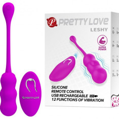 Ou Vibrator Pretty Love Leshy, 12 Moduri Vibratii, Silicon, USB, Mov