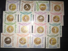 TIMBRE ROMANIA LP 596 LP 596 a 1964 MEDALII OLIMPICE, MNH DANATELATA SI NEDANTELATA