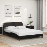 VidaXL Cadru de pat cu tăblie, negru, 140x200 cm, piele ecologică
