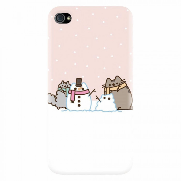 Husa silicon pentru Apple Iphone 4 / 4S, Cat And Snowman