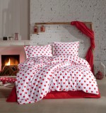Cumpara ieftin Lenjerie de pat din bumbac 100%, Clasy, pentru pat dublu, model Amore White