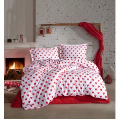 Lenjerie de pat din bumbac 100%, Clasy, pentru pat dublu, model Amore White