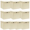 VidaXL Cutii depozitare cu capace 10 buc. crem, 32x32x32 cm, textil 288360