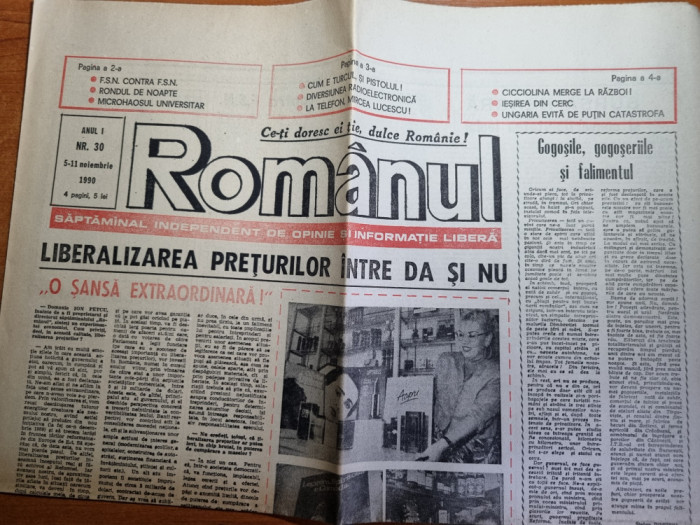 ziarul romanul 5-11 noiembrie 1990-mircea luceascu