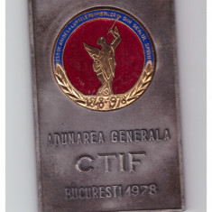 Placheta pompieri - Adunarea Generala CTIF Bucuresti 1978