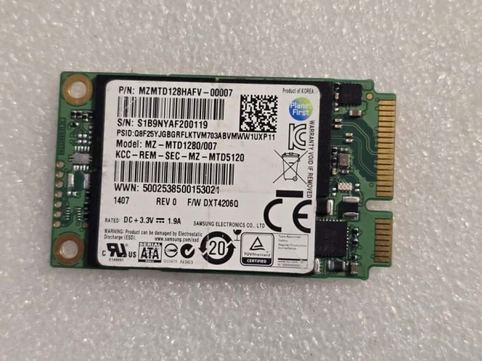 Solid-State Drive (SSD) Samsung 128GB 6Gb/S MSATA MLC MZ-MTD1280/007