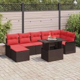 vidaXL Set de canapele pentru grădină cu pernă 8 pcs Maro Poli Rattan 3357067