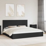 vidaXL Pat cu storage cu headboard Negru 200 x 200 cm Lemn compozit 3411174