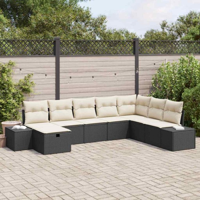 vidaXL Set de canapele pentru grădină 8 pcs Negru 55 x 62 x 69 cm 3360758
