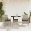 Set mobilier gradina Gossi, 3 piese, poliratan gri deschis, masa sticla, perne incluse
