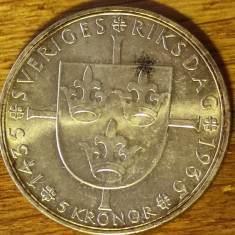 Suedia - moneda comemorativa 25g argint 900 - 5 kronor 1935 aunc an unic-uriasa!