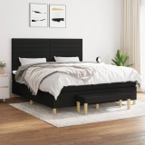 Cumpara ieftin Gossi pat box spring cu saltea, negru, 180x200 cm, catifea