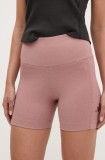 Adidas pantaloni scurti ALL SZN RIB femei, culoarea roz, neted, high waist, JJ1232