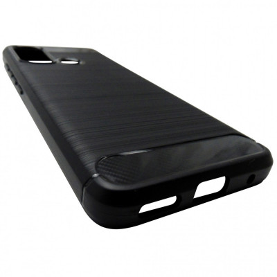 Husa tip capac spate Carbon silicon neagra pentru Motorola Moto G60 foto
