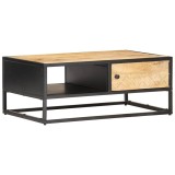 Cumpara ieftin Masuta de cafea cu usa sculptata 90x55x 36 cm lemn mango brut
