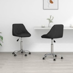 vidaXL Scaune de bucătărie pivotante, 2 buc. negru, piele ecologică