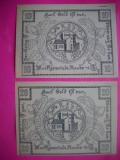 HOPCT BANCNOTA NOTGELD NR 42 - RAABS - SET 2 BUC -10 SI 20 HELLER 1920 -AUSTRIA-UNC